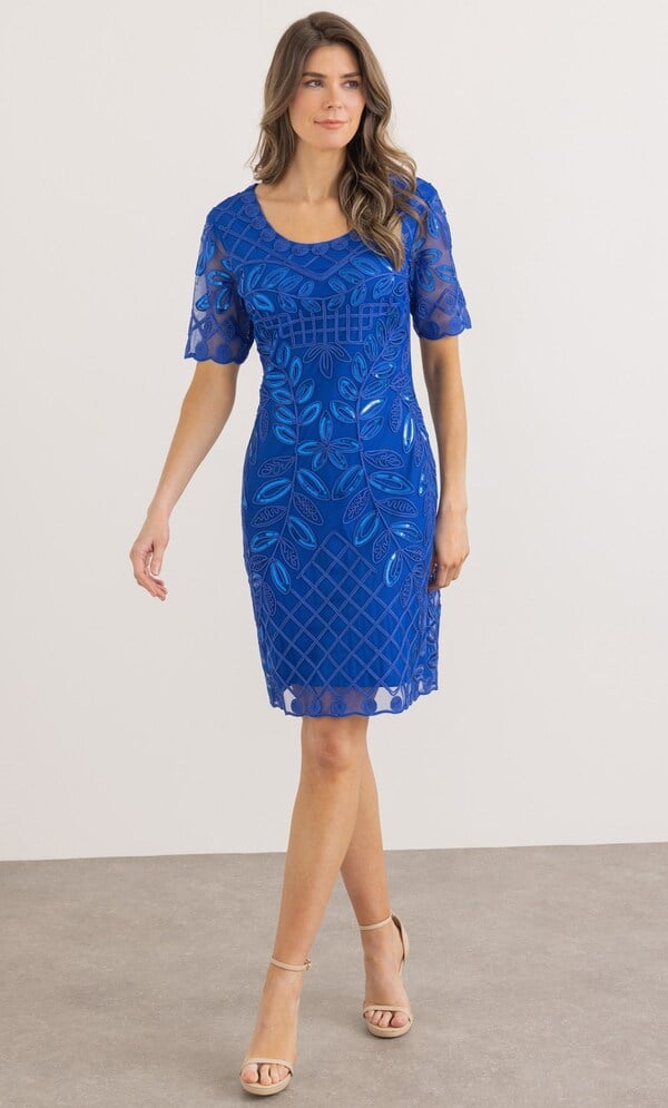 Cornelli Sequin Mesh Shift Dress
