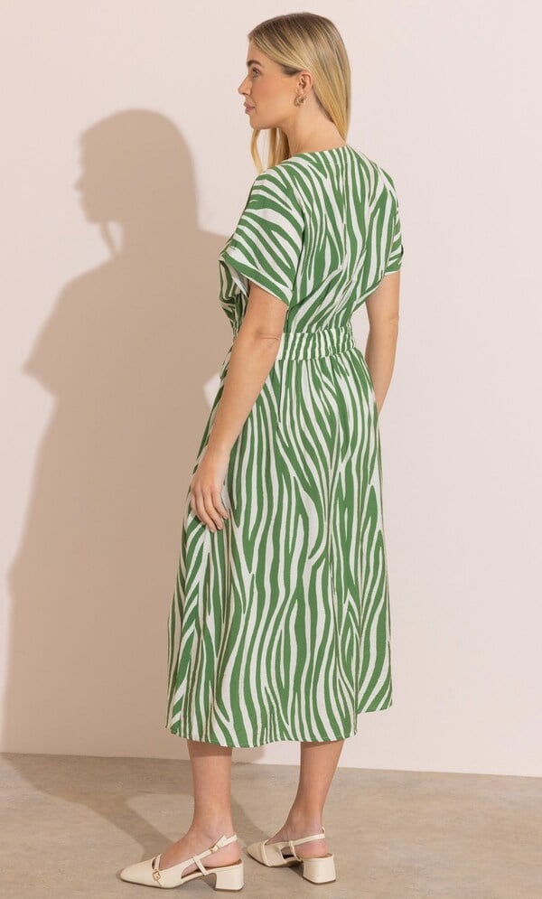 Printed Button Down Midi Dress