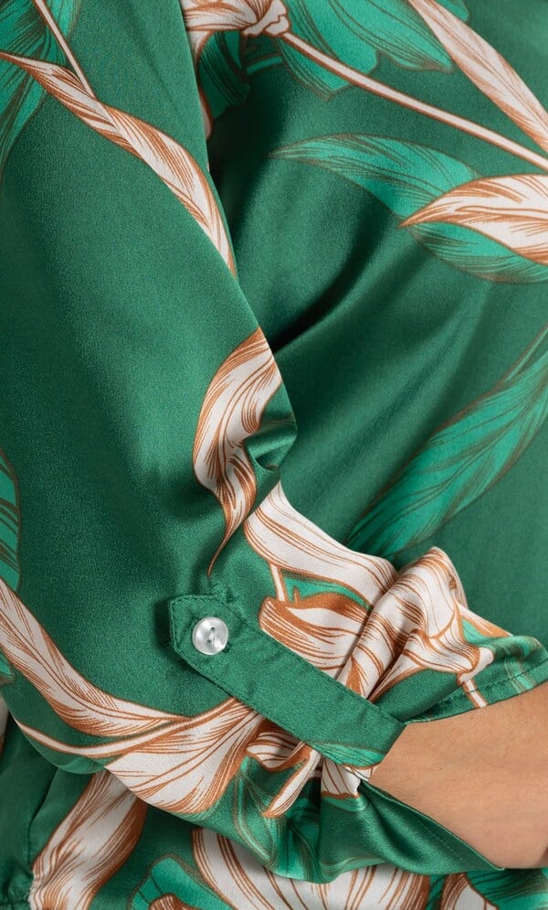 Tie Front Floral Silk Effect Shirt