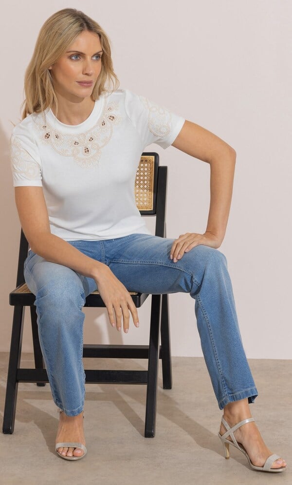 Embroidered Eyelet T-shirt