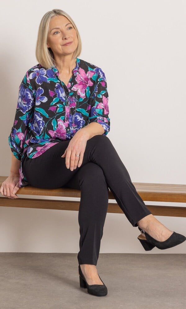 Anna Rose Floral Print Blouse With Necklace