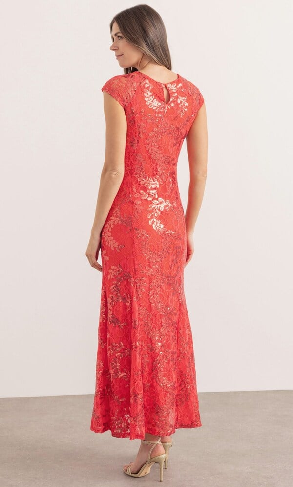 Sequinned Lace Maxi Dress