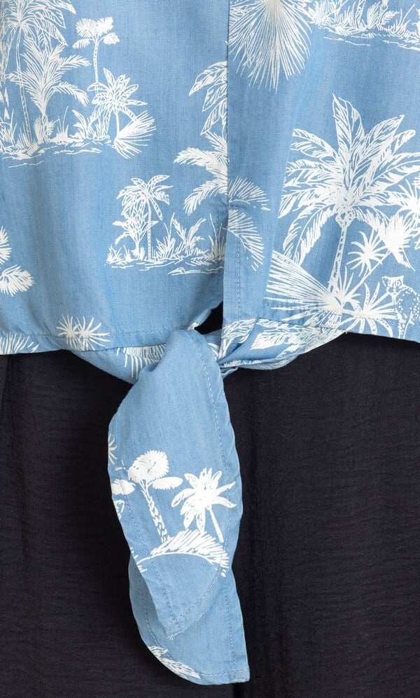 Tie Front Palm Tree Print Top