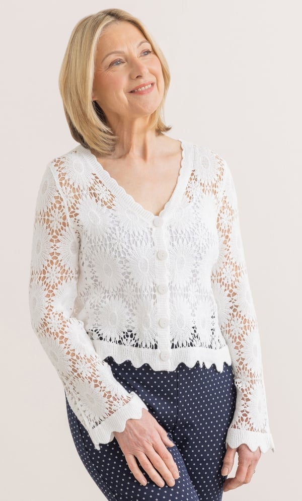 Anna Rose Floral Crochet Cotton Cardigan