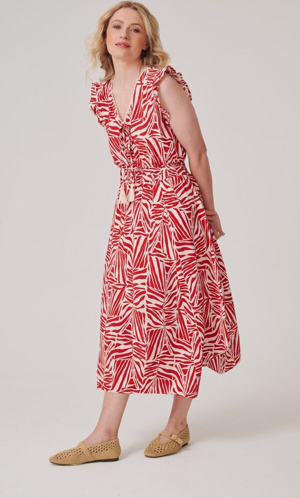 Printed Smocked Waist Midaxi Dress