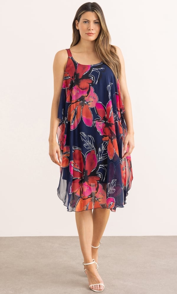 Bold Floral Printed Textured Dress