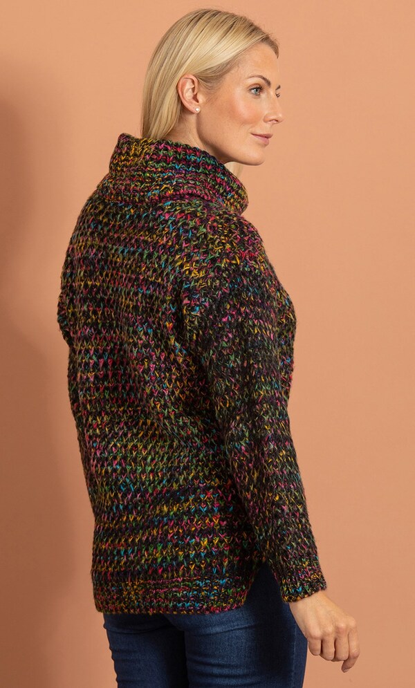 Rainbow Cowl Neck Knit Top