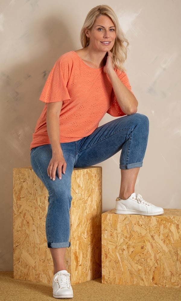 Textured Short Sleeve Jersey Top