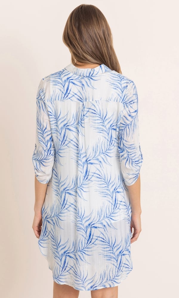 Shimmer Stripe And Printed Longline Beach Shirt