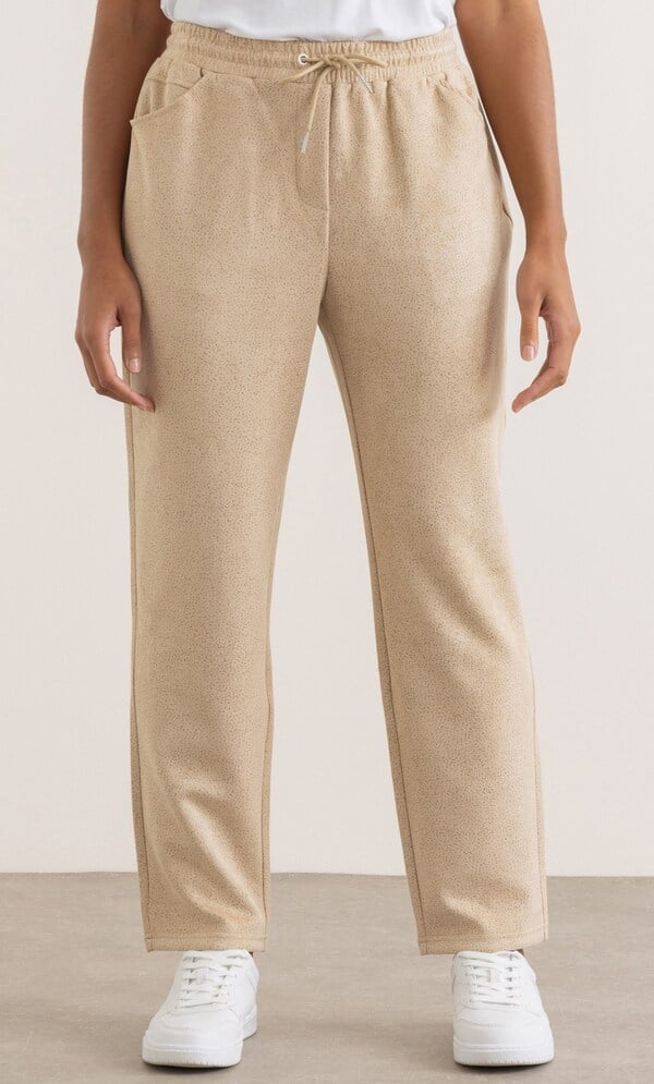 Suedette Pull On Tapered Leg Trousers