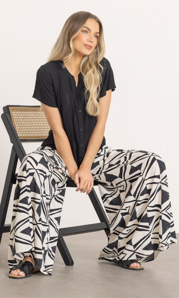 Printed Wide Leg Palazzo Trousers