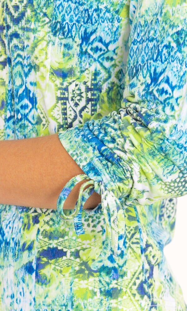 Anna Rose Printed Tie Sleeve Jersey Top