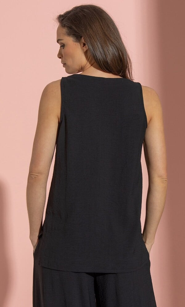 V Neck Sleeveless Crinkle Top