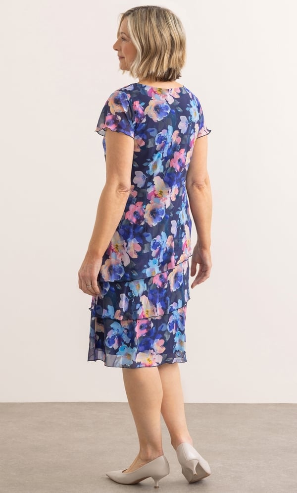 Anna Rose Bouquet Print Layered Dress
