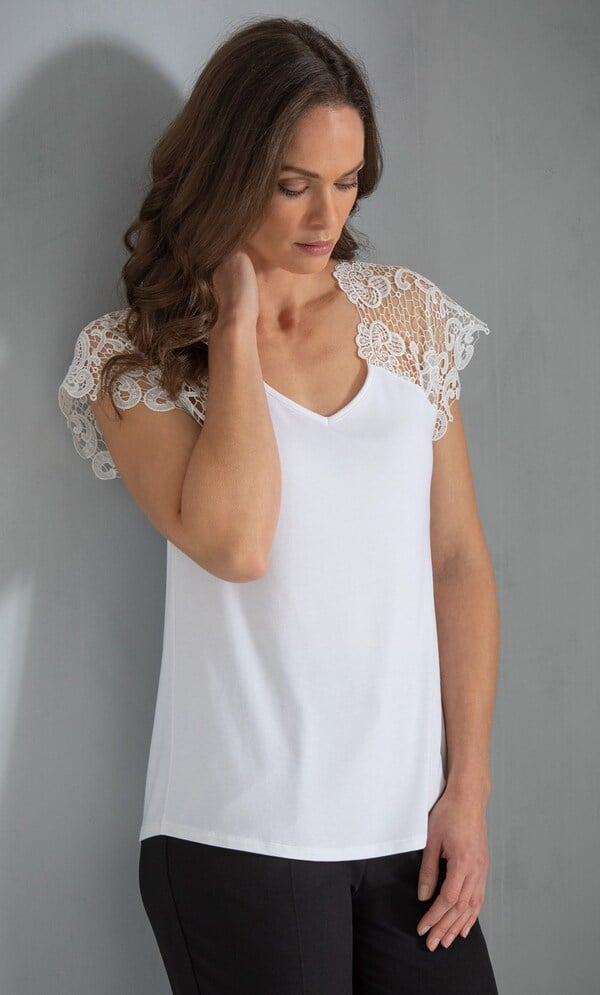 Lace Trim Jersey Top