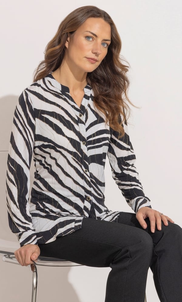 Anna Rose Embellished Animal Print Blouse