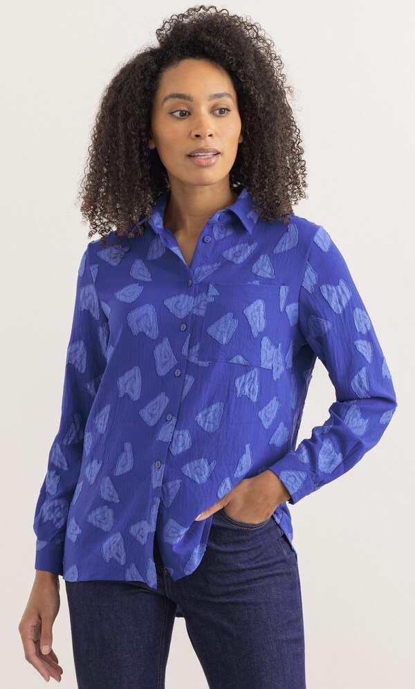 Patterned High Low Long Sleeve Shirt