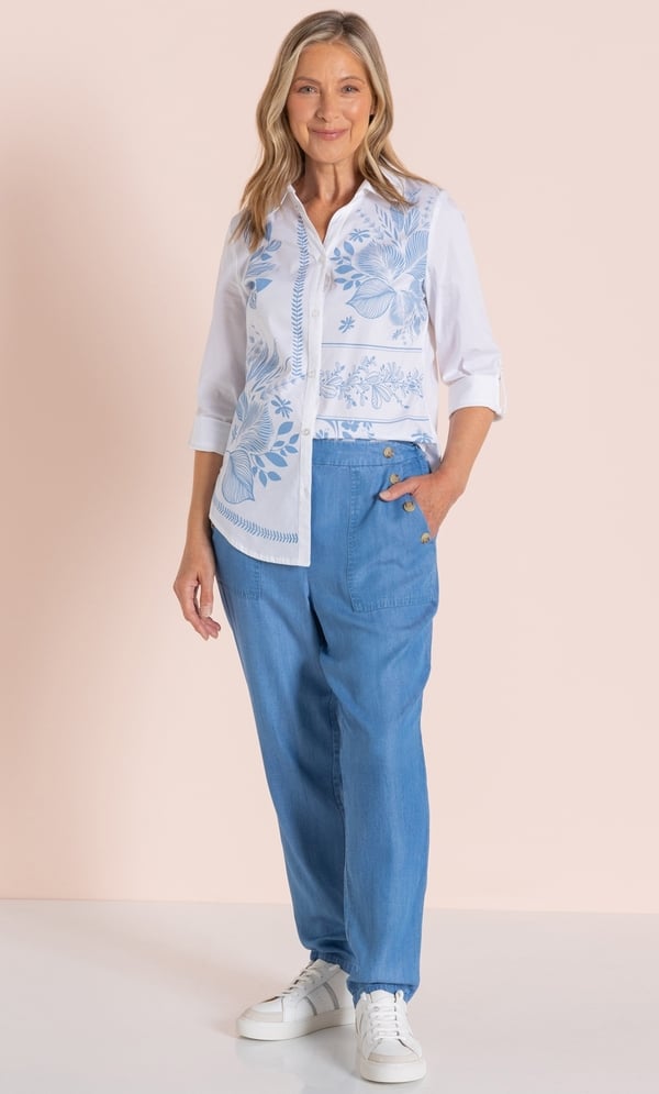 Anna Rose Printed Cotton Blend Shirt