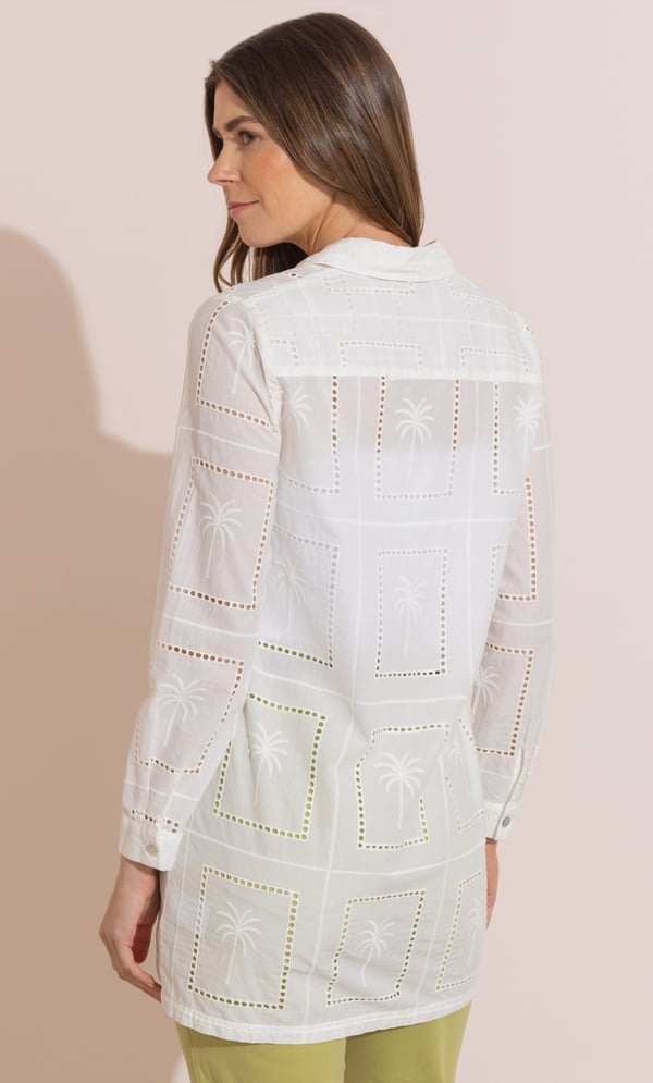 Embroidered Palm Tree Cotton Blouse