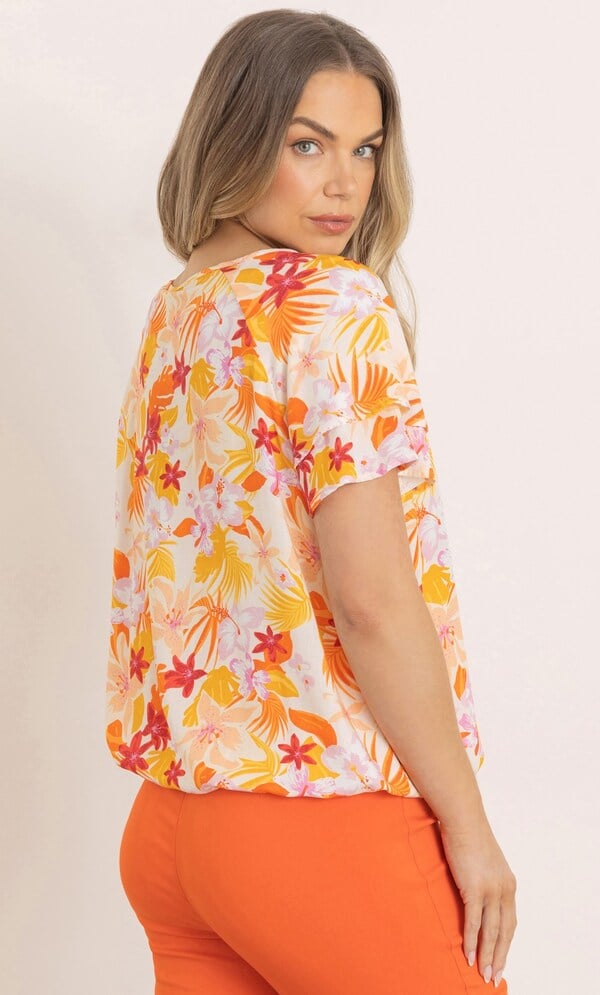 Short Sleeve Floral Print Top