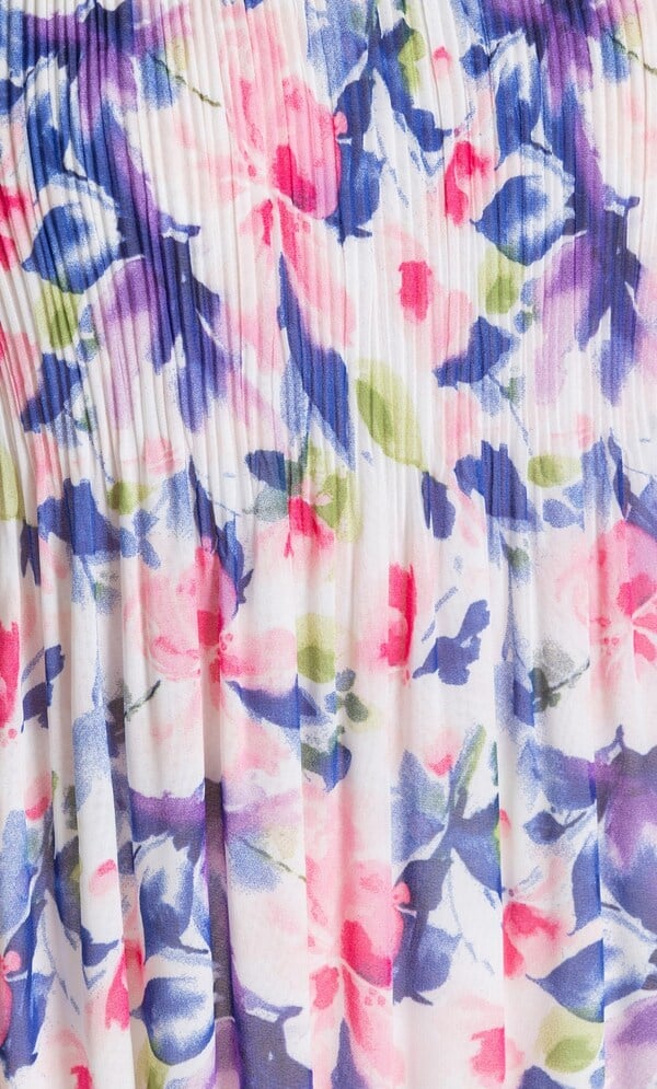 Anna Rose Bouquet Print Pleated Top
