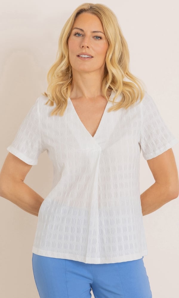 Jersey Jacquard V Neck Top