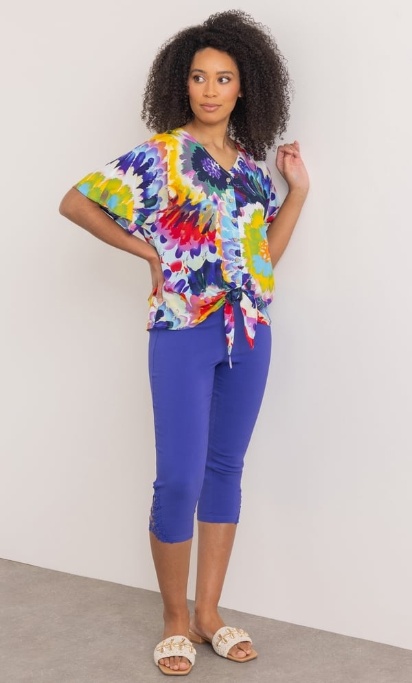 Bold Floral Print Tie Top