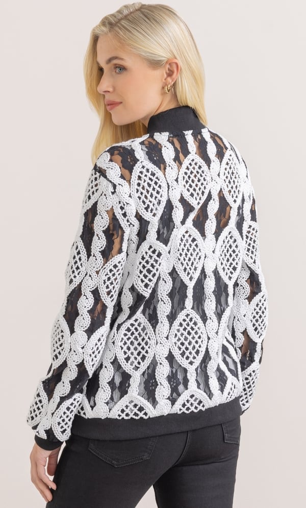Embroidered Lace Bomber Jacket