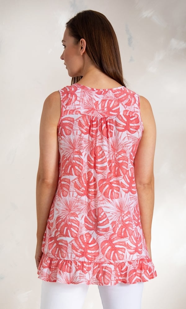 Sleeveless Leaf Print Tunic Top
