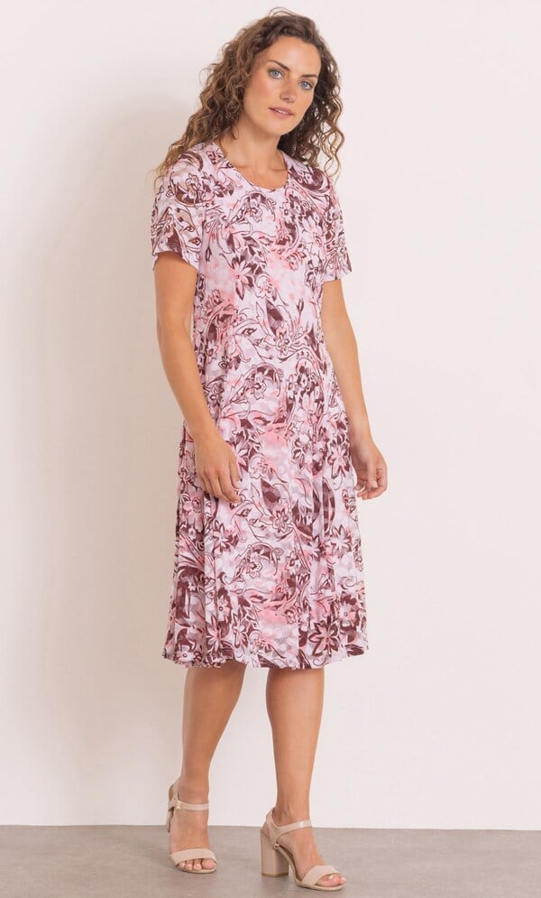 Anna Rose Printed Lace Panelled Dress