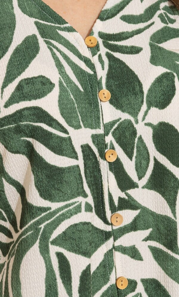 Printed Tie Front Top