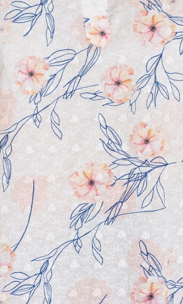 Floral Print And Embroidered Top