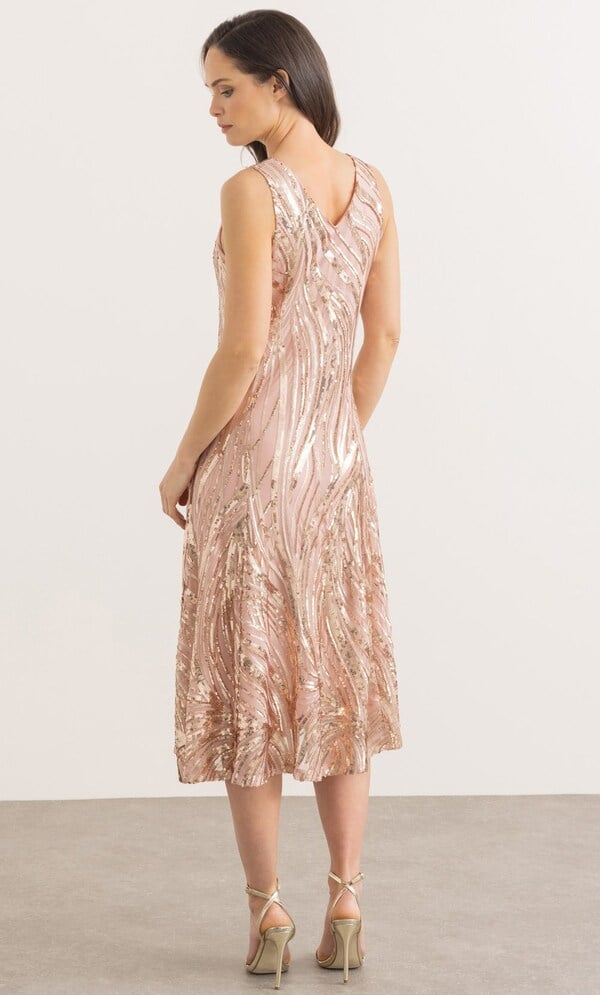 Sequinned Mesh Sleeveless Dress
