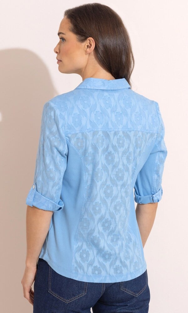 Jacquard And Ribbed Fitted Cotton Shirt
