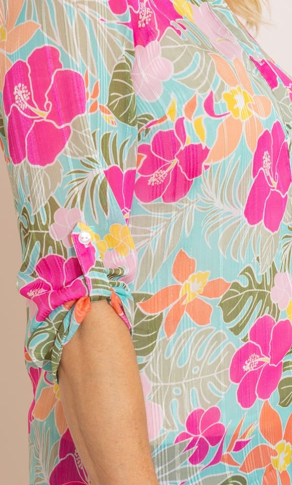 Anna Rose Garden Print And Lurex Stripe Blouse
