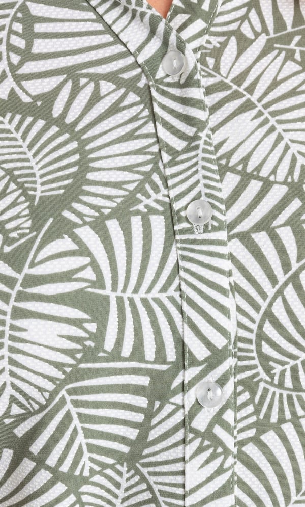 Anna Rose Short Sleeve Textured Leaf Print Blouse