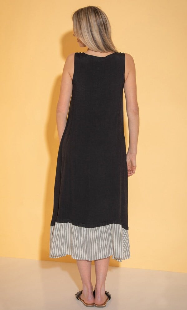 Sleeveless Stripe Trim Midaxi Dress