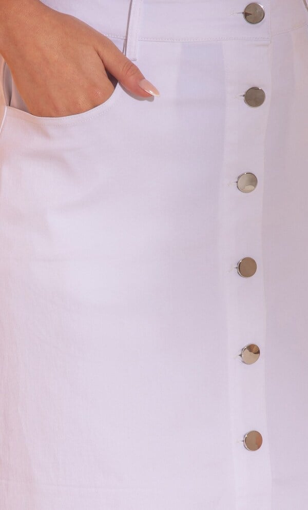 Button Front Stretch Skirt