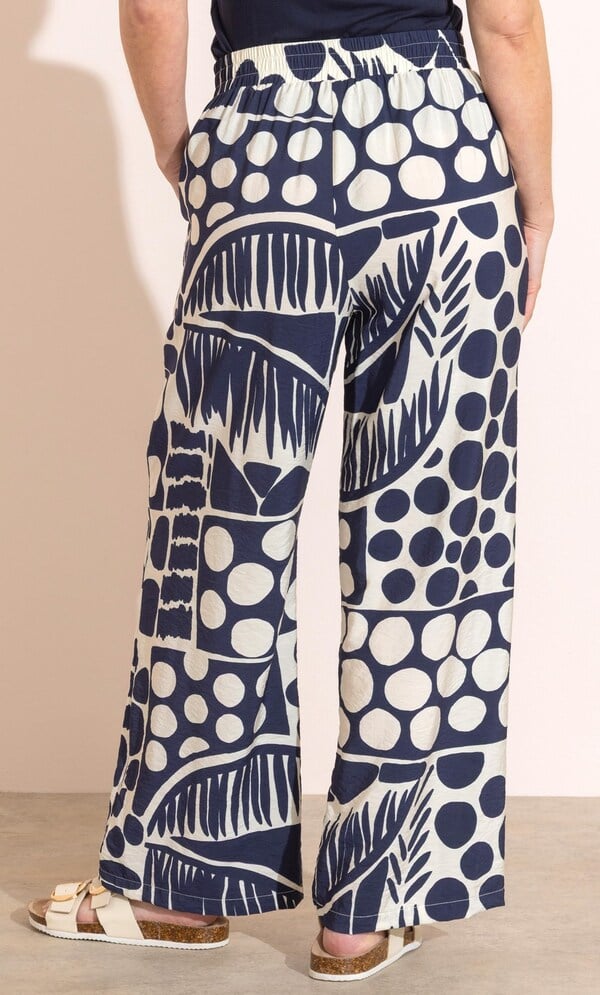 Anna Rose Spot Printed Wide Leg Pull On Trousers