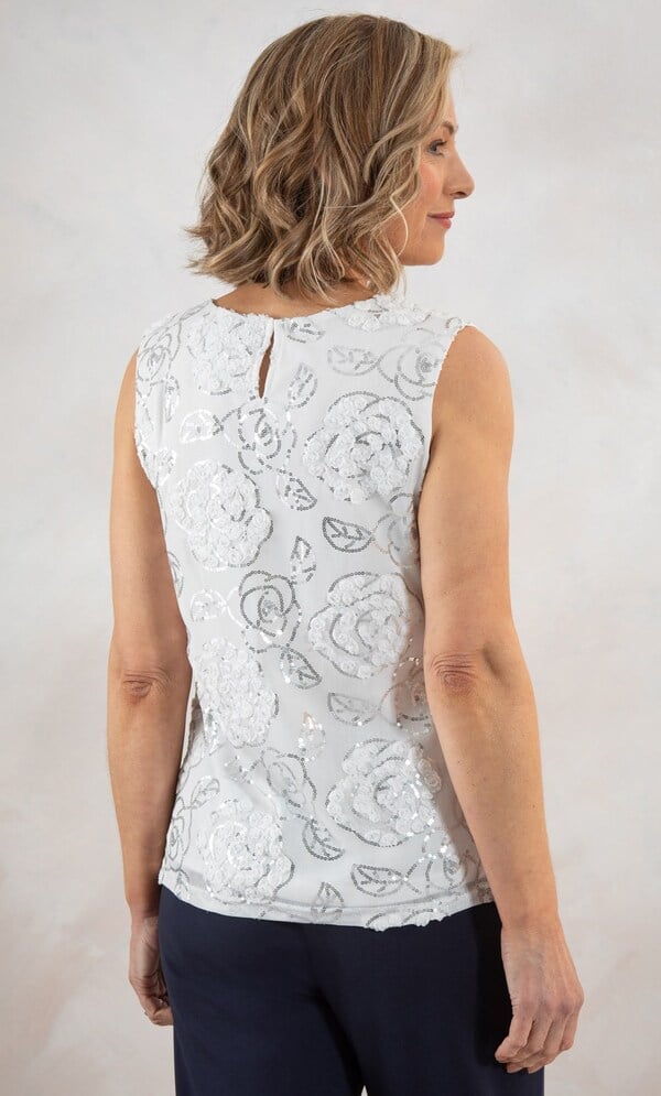 Anna Rose Embellished Mesh Sleeveless Top