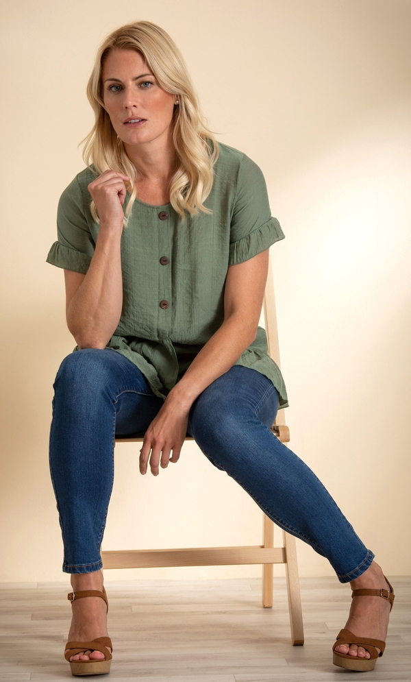 Frill Trim Short Sleeve Top