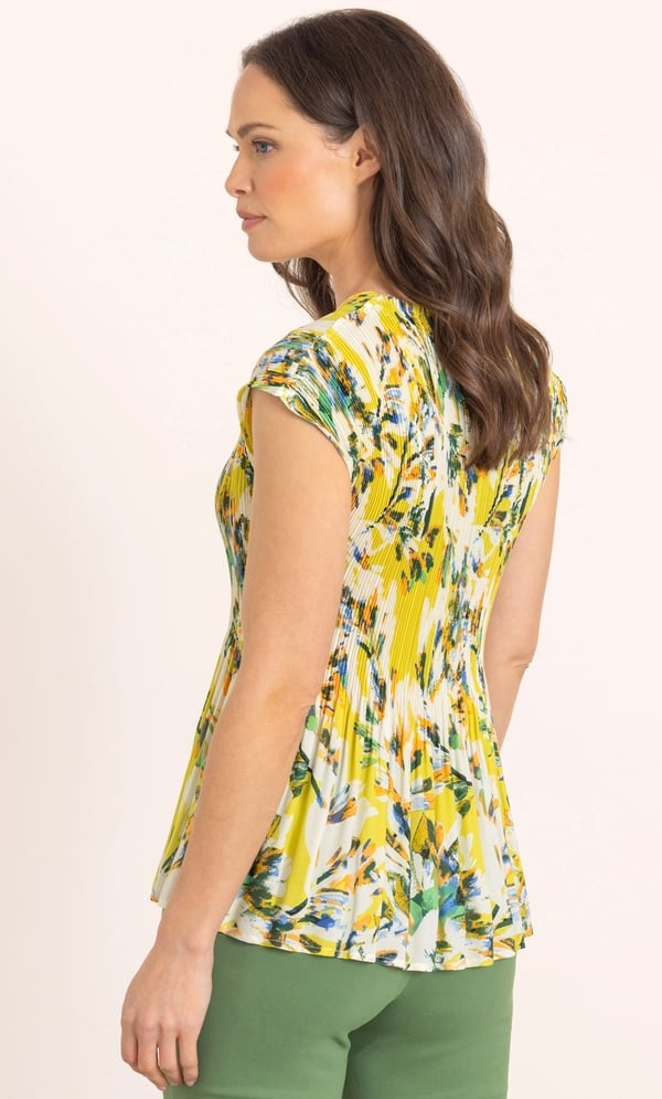 Botanical Print Pleated Top