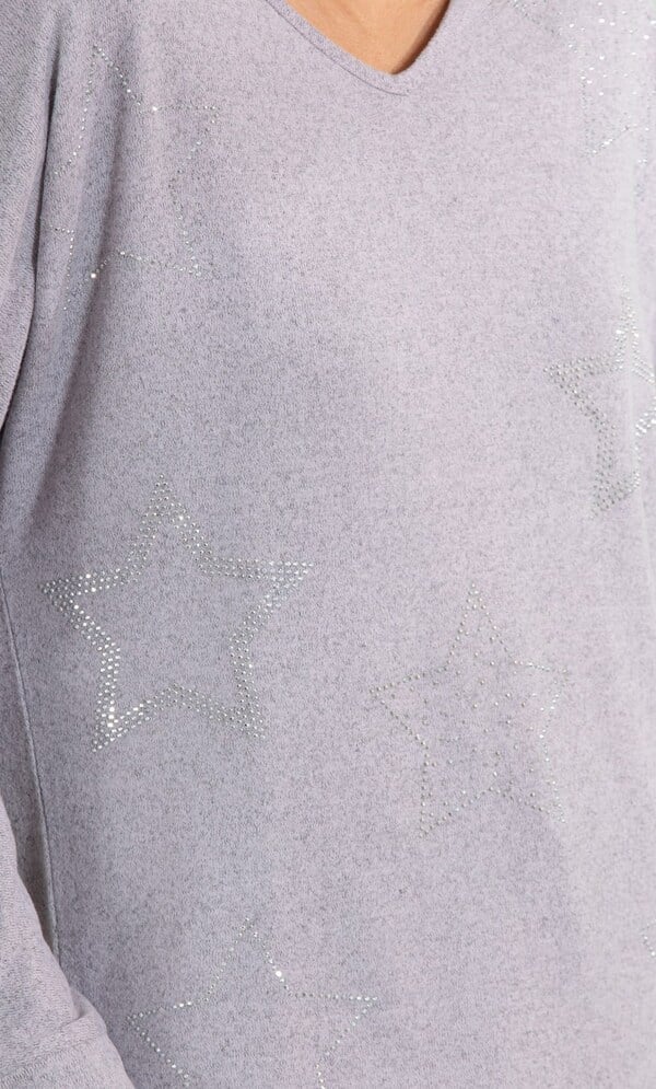 Super Soft Brushed Knit Embellished Star Lounge Top