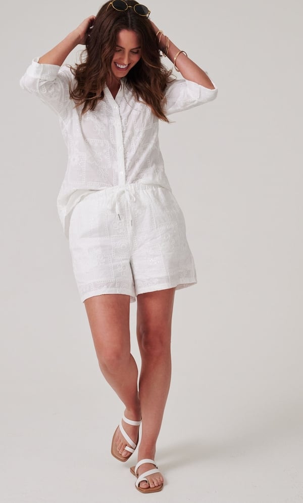 Floral Embellished Cotton Shorts