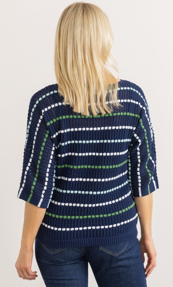 Striped Crochet Knit Jumper