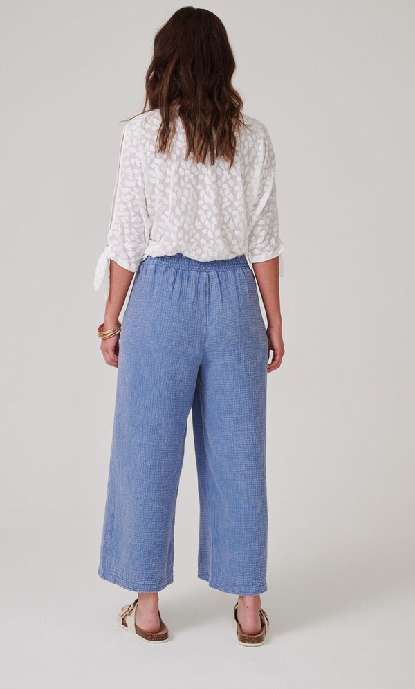 Wide Leg Cropped Cotton Trousers