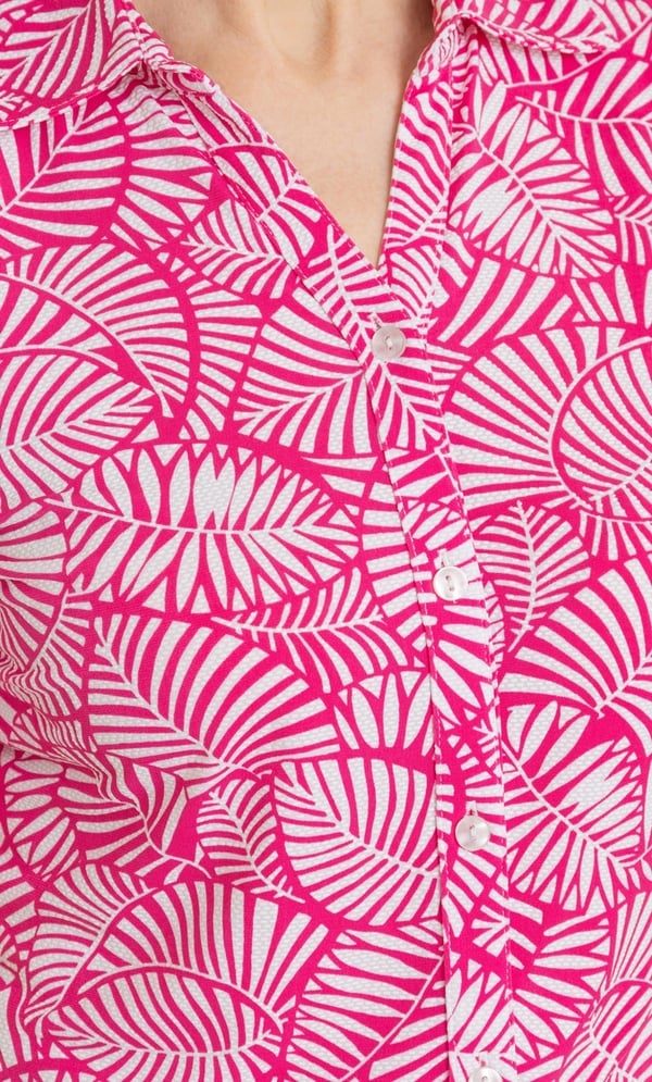 Anna Rose Short Sleeve Textured Leaf Print Blouse