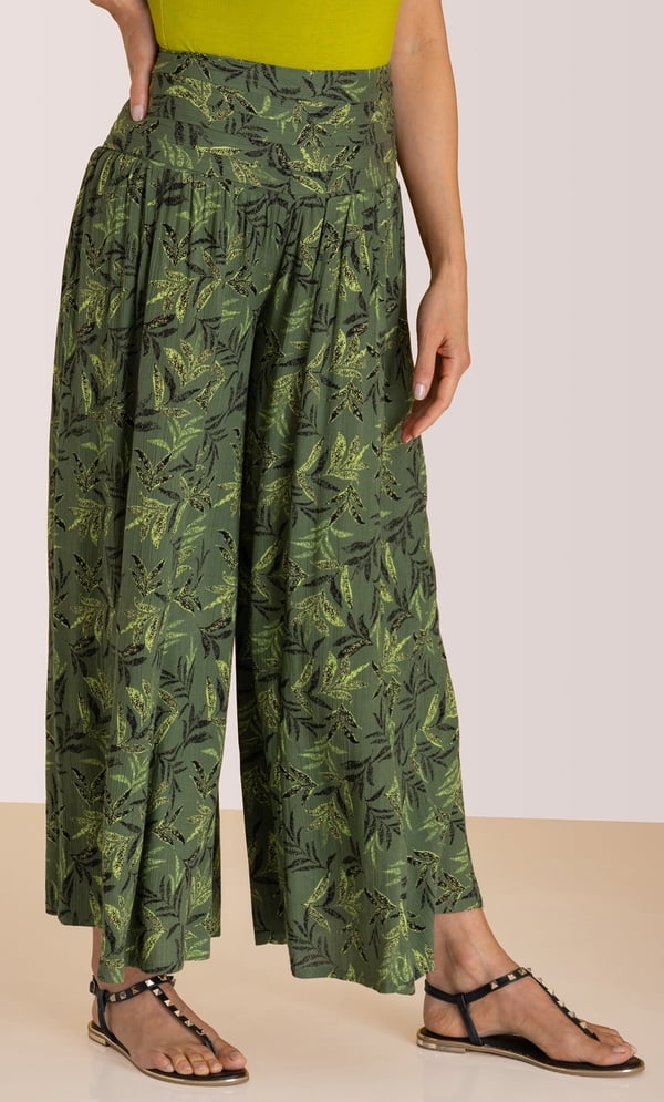 Leaf Print Palazzo Trousers
