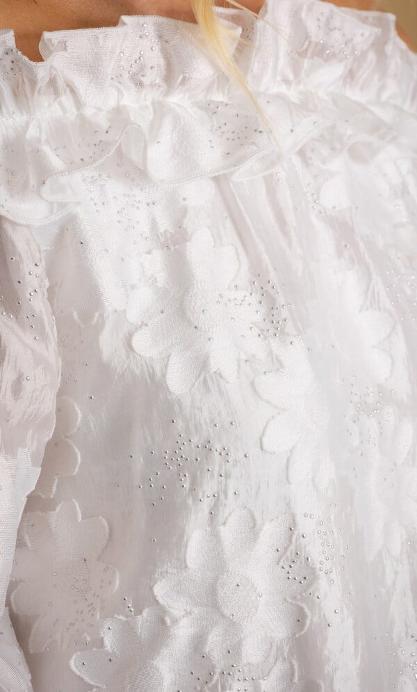 Embellished Floral Bardot Top