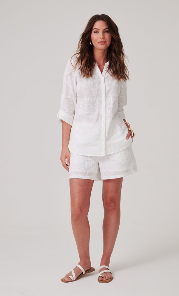 Floral Embellished Cotton Shirt